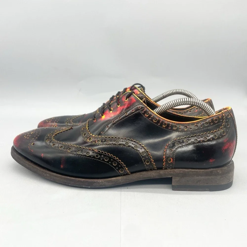 Paul Smith Mens‎ 8.5 Chuck Wingtip Oxford Shoes Burnised Leather Brogue Lace Up
